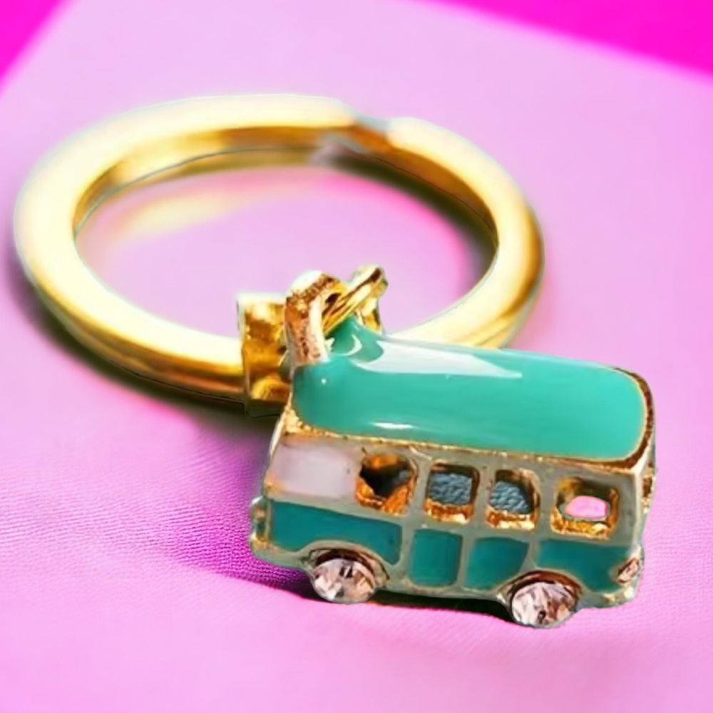 Cute Blue Hippie Van Keychain